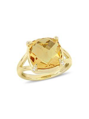 Sonatina Citrine And White Topaz Split Shank Cocktail Ring