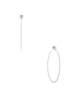 Michael Kors Modern Brilliance Large Crystal Silvertone Hoop Earrings/2.25