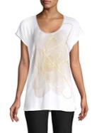 Joan Vass Scoopneck Abstract-linear Graphic Top