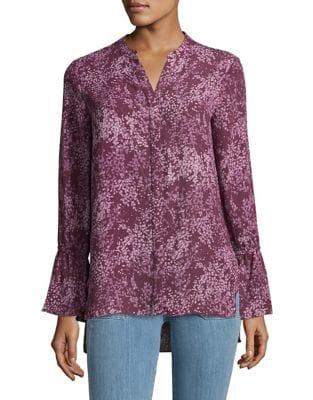 H Halston High-low Hem Shirt With Flare Sleeve