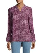 H Halston High-low Hem Shirt With Flare Sleeve