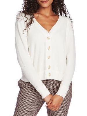 1.state Perforated V-neck Cardigan