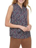Tommy Hilfiger Floral Draped Sleeveless Blouse