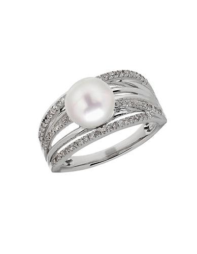 Lord & Taylor 8 White Freshwater Pearl, Diamond And Sterling Silver Ring