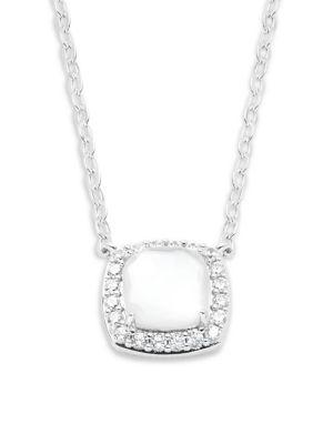 Nadri Framed Crystal And White Mother-of-pearl Pendant Necklace