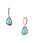Effy Turquesa 14k Rose Gold Turquoise And Diamond Drop Earrings