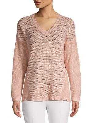 Calvin Klein V-neck Pointelle Panel Sweater