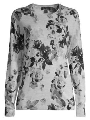 Lord & Taylor Petite Floral-print Merino Wool Sweater