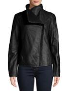 Tahari Asymmetrical Zip Leather Jacket