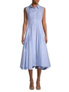 Joan Vass Pinstripe Cotton Button-front Dress