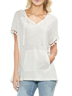 Vince Camuto Short Sleeve Tassel-trimmed Hoodie