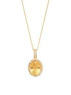 Lord & Taylor 14k Yellow Gold Diamond And Citrine Halo Pendant Necklace