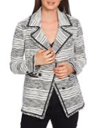 1.state Fringe-trimmed Striped Blazer
