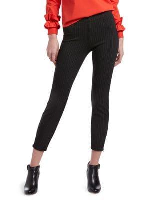 Hue Plus Classic Pinstripe Cropped Loafer Skimmers