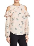 Lauren Ralph Lauren Petite Cold-shoulder Ruffled Floral Top