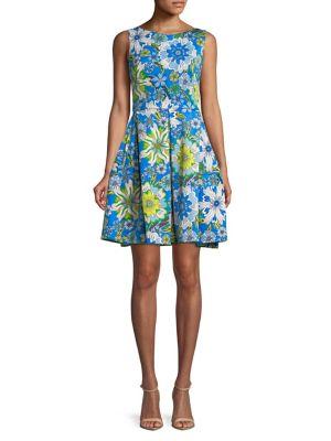Taylor Floral Fit-and-flare Scuba Dress