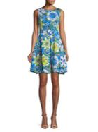 Taylor Floral Fit-and-flare Scuba Dress