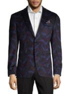Tallia Orange Feather Notch Velvet Jacket