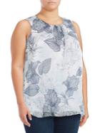Vince Camuto Plus Floral Etched Sleeveless Top