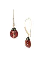 Betsey Johnson Picnic Goldtone & Crystal Ladybug Drop Earrings
