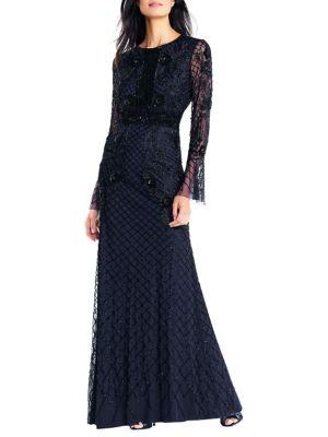 Adrianna Papell Long Beaded Evening Dress