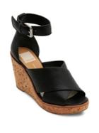 Dolce Vita Urbane Leather And Cork Wedge Sandals
