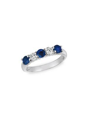 Morris & David 14k White Gold, Sapphire & Diamond Ring