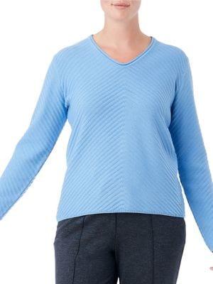 Olsen Chevron Ribbed V-neck Sweater