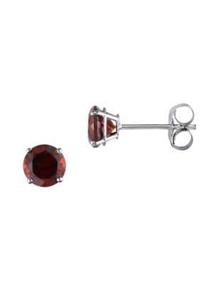 Sonatina 14k White Gold & Garnet Stud Earrings