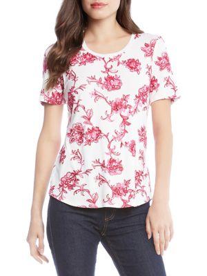 Karen Kane Embroidered Knit Crewneck Tee
