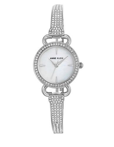 Anne Klein Silvertone Swarovski Crystal Studded Watch