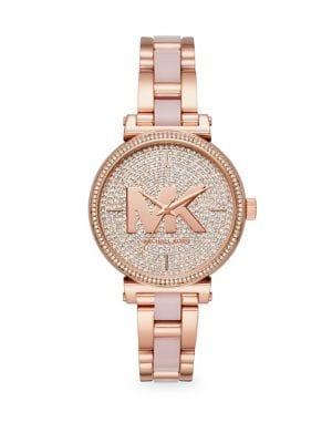 Michael Kors Sofie Three-hand Crystal & Rose Gold-tone Stainless Steel Watch