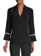 Karl Lagerfeld Paris Faux-pearl Button-down Blouse