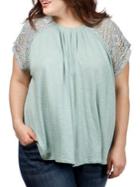 Lucky Brand Plus Lace Short-sleeve Top