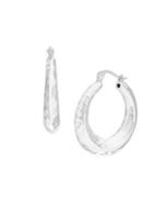 Lord & Taylor Sterling Silver Electroform Hammered Oval Earrings