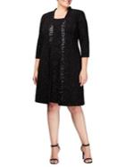 Alex Evenings Plus Two-piece Sequined Jacket & Shift Dress Set