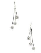 Anne Klein Silvertone Drop Earrings With Pave Crystal Ball Accents