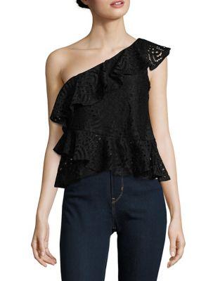 Lg Ruffled One-shoulder Lace Top