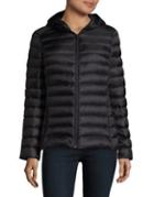 Design Lab Zip Front Hooded Puffer Jacket