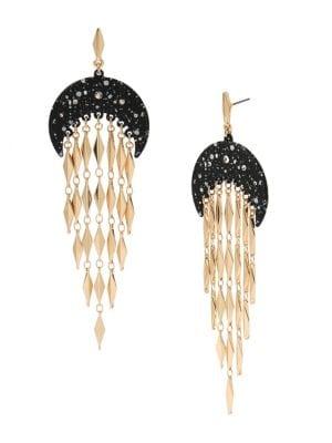 Bcbgeneration Stone Splatter Moon Fringe Goldtone Chandelier Earrings