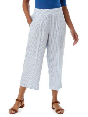 Olsen Anna Striped Cropped Linen Pants