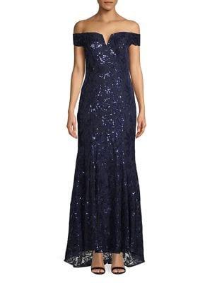 Vince Camuto Off-the-shoulder Sequin Gown