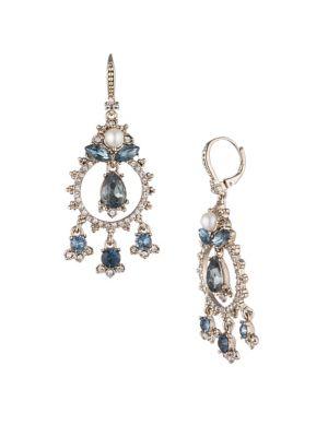 Marchesa Faux Pearl, Swarovski Crystal And Cubic Zirconia Shaky Drop Earrings