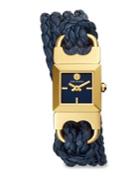 Tory Burch Double T-link Gold-tone Leather Watch