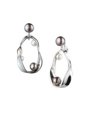 Carolee On Cloud Nine 6-10mm Pearl Twisted Clip Earrings