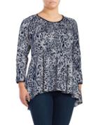 Melissa Mccarthy Seven7 Plus Leopard Roundneck Top