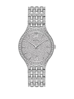 Bulova Stainless Steel & Swarovski Crystal Pave Bracelet Watch