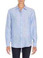 Lord & Taylor Striped Linen Button Down Shirt