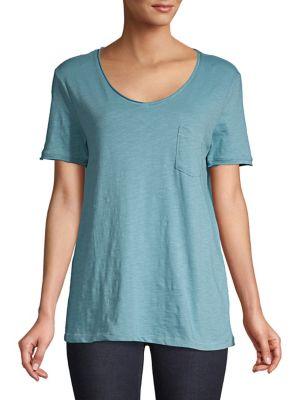 Core Scoopneck Raw-edge Pocket Tee