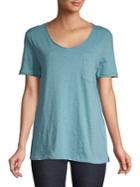 Core Scoopneck Raw-edge Pocket Tee